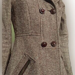 Tweed Wool Blend Tulle Burgundy Sparkle Jacket Size S vintage inspired